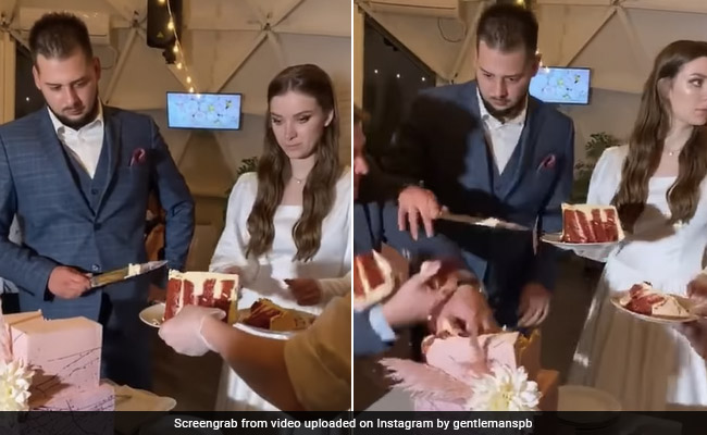 दूल्हा-दुल्हन काट रहे थे Cake, अचानक केक उठाकर फेकने लगा शख्स और फिर जो हुआ, Video देख रह जाएंगे हैरान