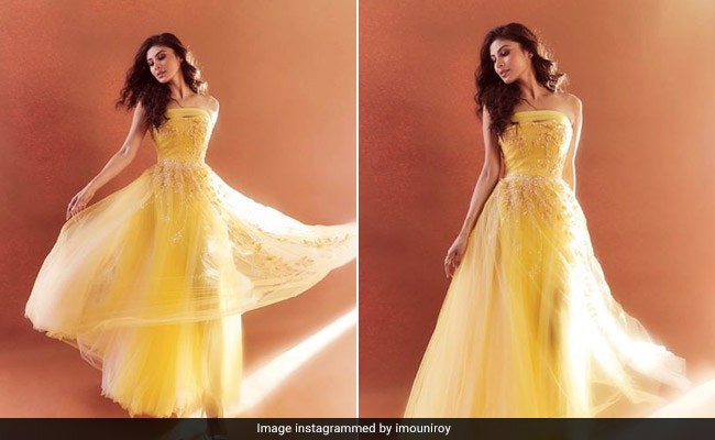 Mouni Roy Is Her Own Sunshine In A Beautiful Yellow Strapless Maxi Dress