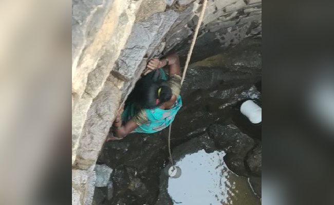 Watch: Maharashtra Woman Risks Life To Fetch Water From Almost Dry Well