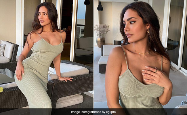 We Love Esha Gupta's Chic Green Midi Bodycon Dress So 'Matcha'
