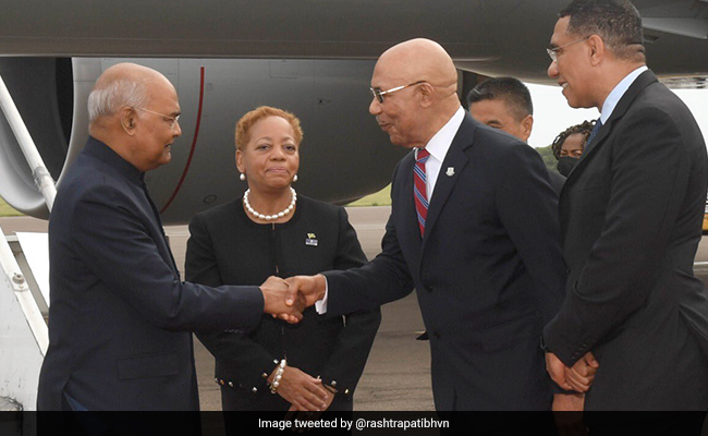 President Kovind Reaches Jamaica On Landmark Visit, Gets Rousing Welcome