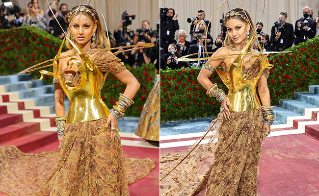 We're Spellbound By Natasha Poonawalla's Literal 'Gilded' Gold <i>Saree</i> Look At The Met Gala 2022