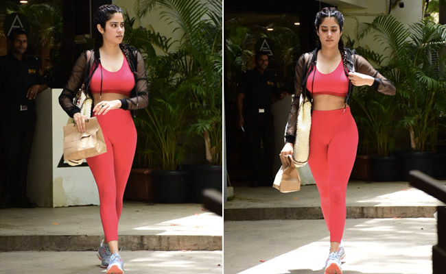 Janhvi Kapoor's Red Monochrome Workout Outfit Is The Stop Sign At Every Traffic Signal