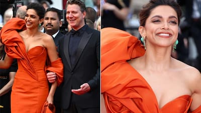 deepika padukone in orange dress Deepika Padukone Wore David Koma Promoting 'Gehraiyaan'
