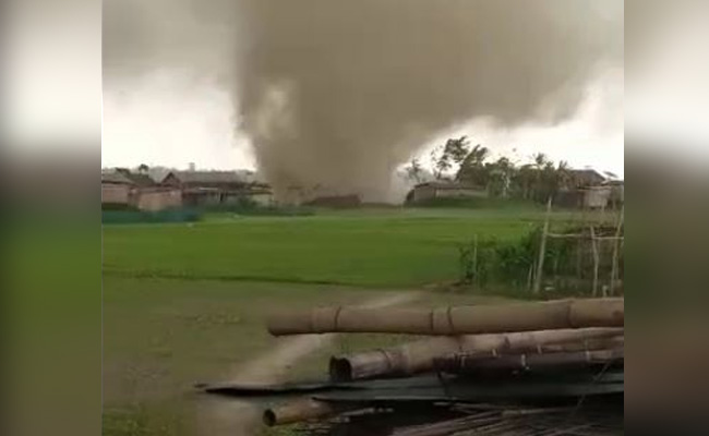 On Camera, Tornado Tears Through Paddy Field, Huts In Assam