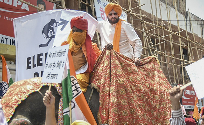 Navjot Sidhu Rides Elephant In Symbolic Protest Against Price Rise