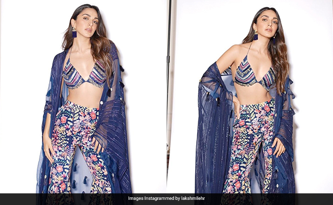 Get The Look: Kiara Advani In A Striped Bralette, Floral Pants And Sheer Cape