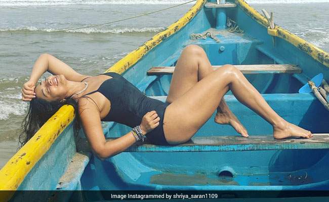 Shriya Saran Sets Beach Fashion Goals In A Classic Black Swimsuit