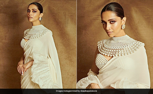 Deepika Padukone Is A Sight Of Sheer Grace In A Celestial White Fusion <i>Saree</i>