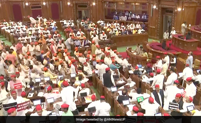 UP Assembly Session Begins With Legislators Dressed In Party Colours