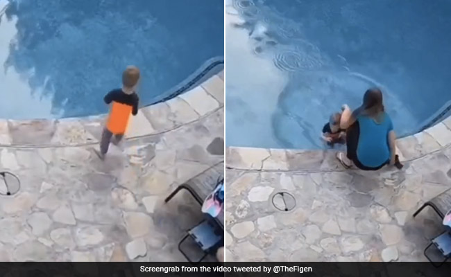 Viral Video: "Mother Of The Year" Catches Son Just In Time, Saves Him From Drowning In Swimming Pool