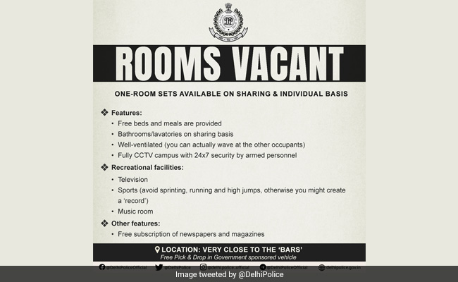 "One-Room Sets Available," Say Delhi Police, But There's A Catch