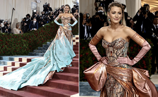 Blake Lively's Atelier Versace Gown Brings New York's Architectural Wonders To Life