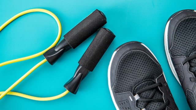 Jumping rope is a quick and effective aerobic exercise perfect for indoor workout
