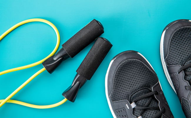 Jumping rope is a quick and effective aerobic exercise perfect for indoor workout