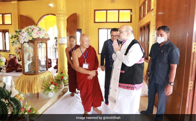 In Photos: Amit Shah's Visit To Golden Pagoda In Arunachal Pradesh