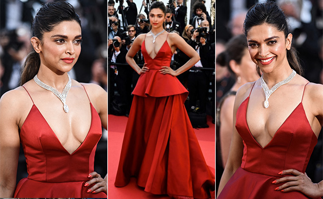 Deepika Padukone Is The Stylish Cannes Red Carpet Siren In A Stunning Red Louis Vuitton Gown