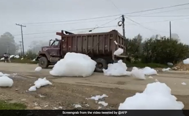 On Camera, Toxic Foam Clouds Float Through Streets Of Colombian Town Of Mosquera