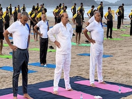 Watch: Rajnath Singh Participates In Yoga Session With Navy Personnel Watch: Rajnath Singh Participates In Yoga Session With Navy Personnel