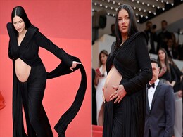Adriana Lima Makes A Fashion Statement With Her Baby Bump In A Black Balmain Gown On The Cannes Red Carpet 2022 Adriana Lima Makes A Fashion Statement With Her Baby Bump In A Black Balmain Gown On The Cannes Red Carpet 2022