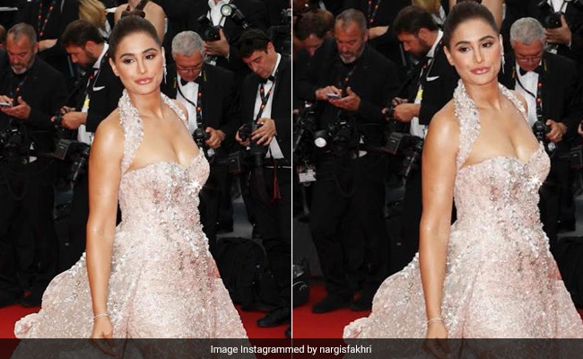 Nargis Fakhri Looks Regal In A Blush Pink Embellished Gown At Cannes 2022