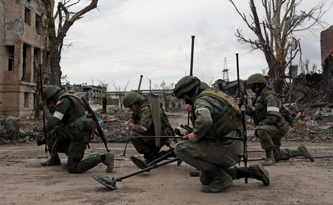 Russian Soldiers Start Clearing Mines From Ukraine's Azovstal Steel Plant