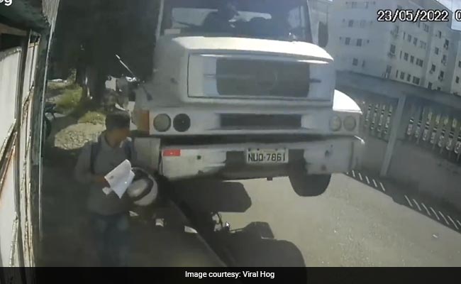 Watch: Man's Incredibly Lucky Escape After Truck Veers Off Road