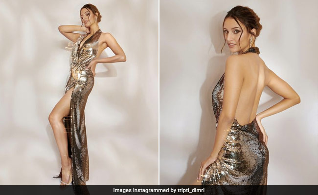 Tripti Dimri Gets Us In The Party Mood In Her Silver Sequin Backless Gown With A Slit