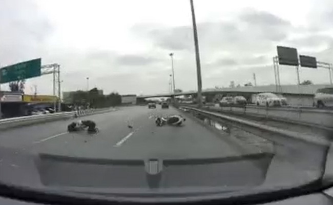 Viral Video: Motorcycle Rams Into A Car On Freeway In Thailand