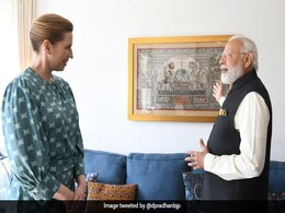 Danish PM Shows Painting Gifted By PM Modi That Hangs At Her Home Danish PM Shows Painting Gifted By PM Modi That Hangs At Her Home
