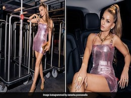 Natasha Poonawalla Sparkles Like It's No One's Business In Her Pink Glittering Mini Dress With A Gold 'Nat P' Clutch Natasha Poonawalla Sparkles Like It's No One's Business In Her Pink Glittering Mini Dress With A Gold 'Nat P' Clutch
