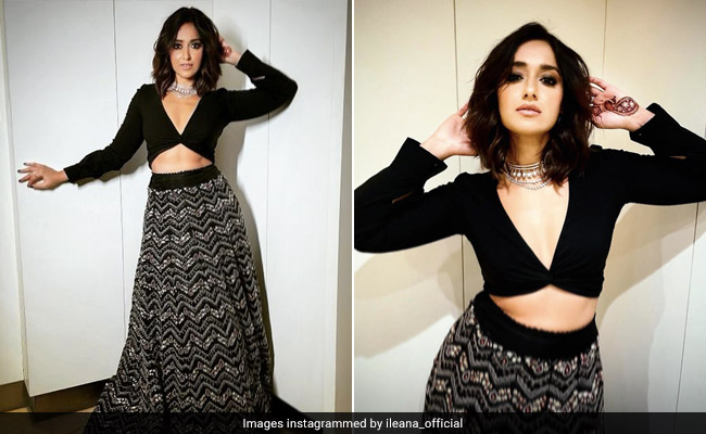 Ileana D'Cruz Is All Decked Up In Her Festive Finery Black Jazzy Lehenga