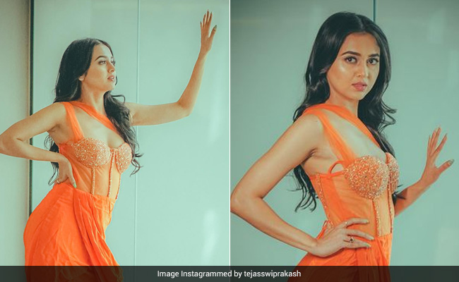 Tejasswi Prakash Fires Up In A Terrific Orange Corset Dress