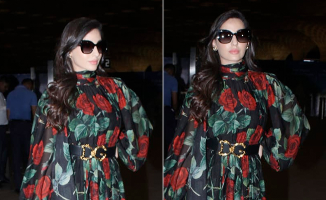 Nora Fatehi Sets Trends With Her Chic Dark Florals For Summer