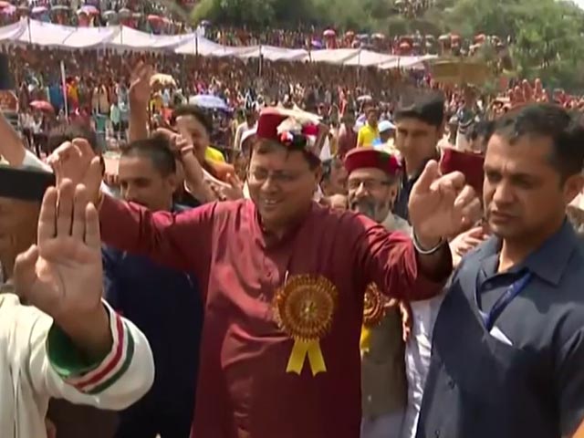 Uttarakhand Chief Minister Dances With Locals At Dehradun Event