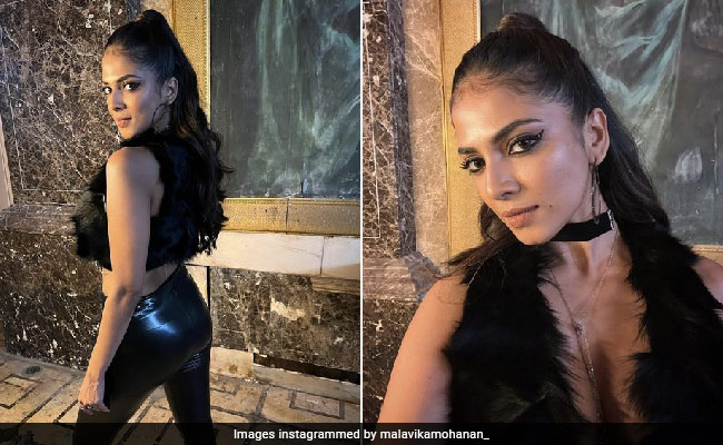 Malavika Mohanan Is Showing Us What Edge Looks Like In A Fur Vest, Leather Pants And Boots