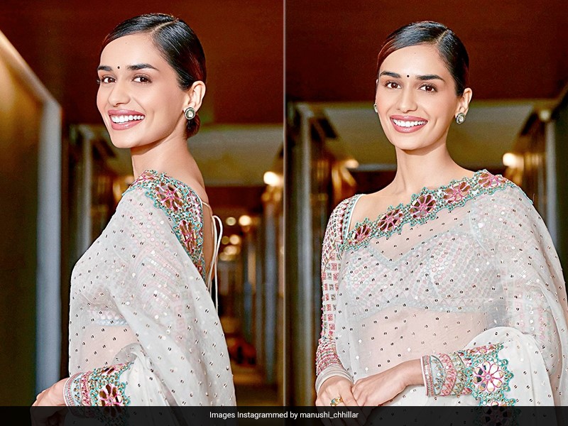 Sparkling In A Mirror Work Saree, Manushi Chhillar Is No Doubt A Style Queen