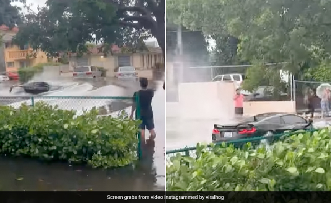 बाढ़ के पानी में ऐसे चली कार जैसे हो मोटर बोट, VIDEO देख नेटिजन्स के भी उड़े होश