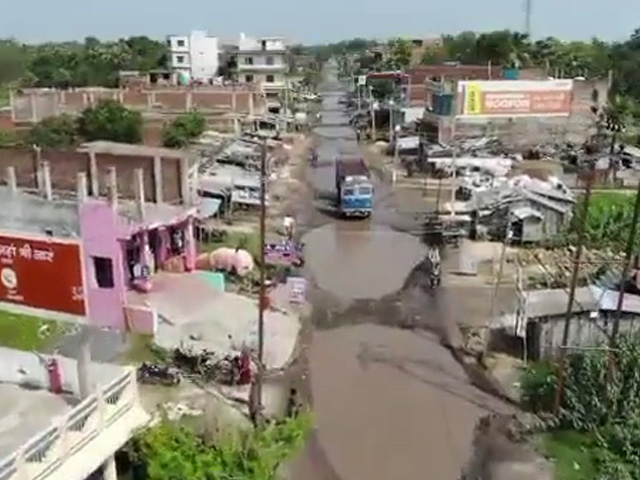 Drone Video Captures 100-Feet-Wide Potholes On Bihar National Highway
