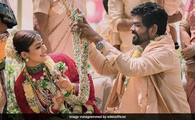 Nayanthara Wore Red Custom-Made Saree With Her And Vignesh Shivan's Names Woven On It