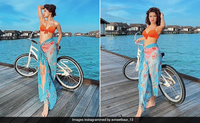 In A Chic Orange Swimsuit, Avneet Kaur Adds To The Summer Temperature