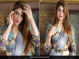 Jacqueline Fernandez Is A Sight Of Ethnic Bliss In A Grey Saree And A Vibrant Printed Blouse Jacqueline Fernandez Is A Sight Of Ethnic Bliss In A Grey Saree And A Vibrant Printed Blouse