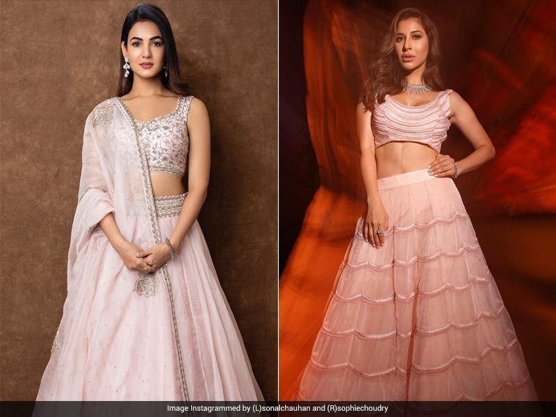 Sophie Choudry And Sonal Chauhan Look Radiant In Pretty Pastel Lehengas