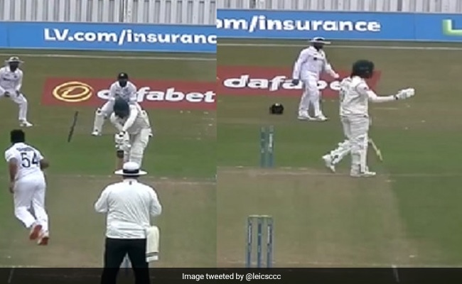 Shardul Thakur inswing magic ball batsman showed himself explaining with a gesture when he was bowled Watch Video Leicestershire vs India Shardul Thakur inswing magic ball batsman showed himself explaining with a gesture when he was bowled Watch Video Leicestershire vs India