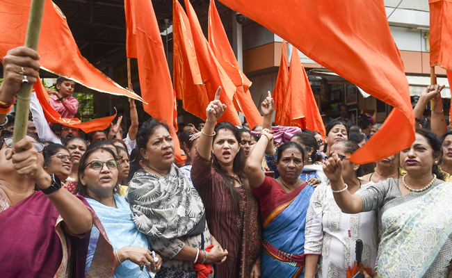 Sena Workers' Show Of Support For Uddhav Thackeray Outside Party Office