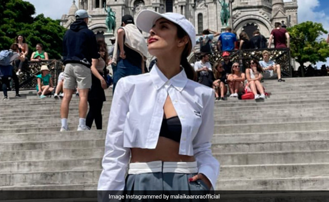 Malaika Arora Makes A Crisp White Cropped Shirt Look Perfect For Parisian Afternoons