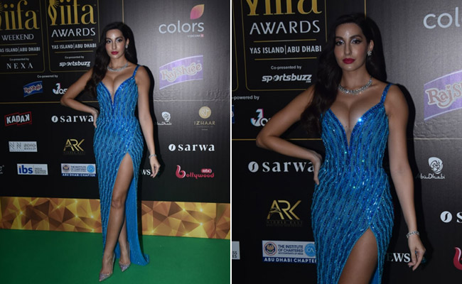 Nora Fatehi Is A Total Spotlight Stealer In A Sparkly Blue Gown At IIFA Rocks 2022