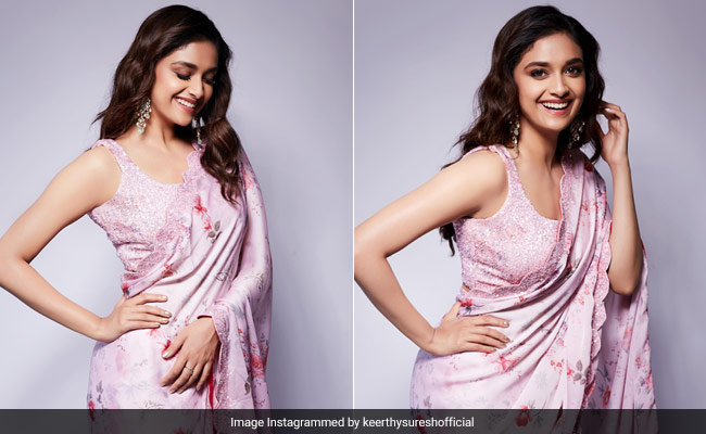 Keerthy Suresh Is A Sight To Behold In A Pretty Pink Saree