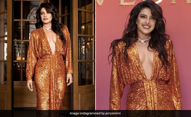 Priyanka Chopra Is A True Style Topper In A Glittery Copper High Glam Gown
