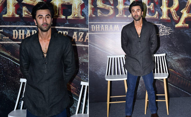 Ranbir Kapoor Aces Ethnic Cool In A Black Kurta And Blue Jeans For <i>Shamshera</i>